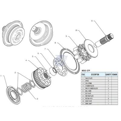 MAG-18 MAG-27 Travel Motor Parts, Msg-18 Msg-27p Msg-44 Final Drive Parts dan Perbaikan