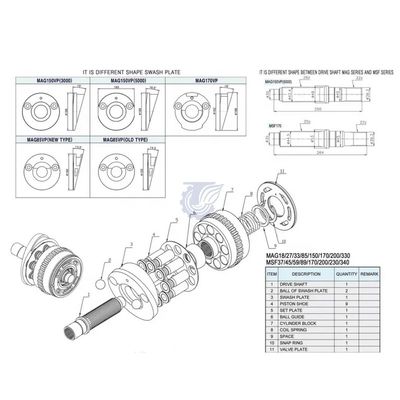 MAG-18 MAG-27 Travel Motor Parts, Msg-18 Msg-27p Msg-44 Final Drive Parts dan Perbaikan