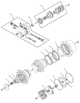 144-5196 209-6663 Untuk CAT 301.5 301.6 301.8 Perakitan Perjalanan Ekskavator Final Drive Motor Perjalanan Asli