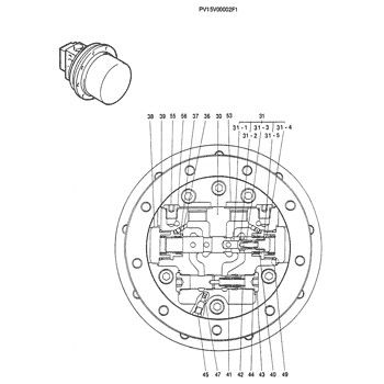 PV15V00002F1 untuk Kobelco SK025-2 SK030-2 Ekskavator Perakitan Perjalanan Final Drive Motor Travel Asli Aftermarket