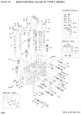 31N9-17000P 31Q9-17001P 31Q9-17002P Untuk Hyundai Excavator R330LC-9S R330LC-9SH Hydraulic Main Control Valve Bagian Mesin Konstruksi Aftermarket Kualitas tinggi Asli